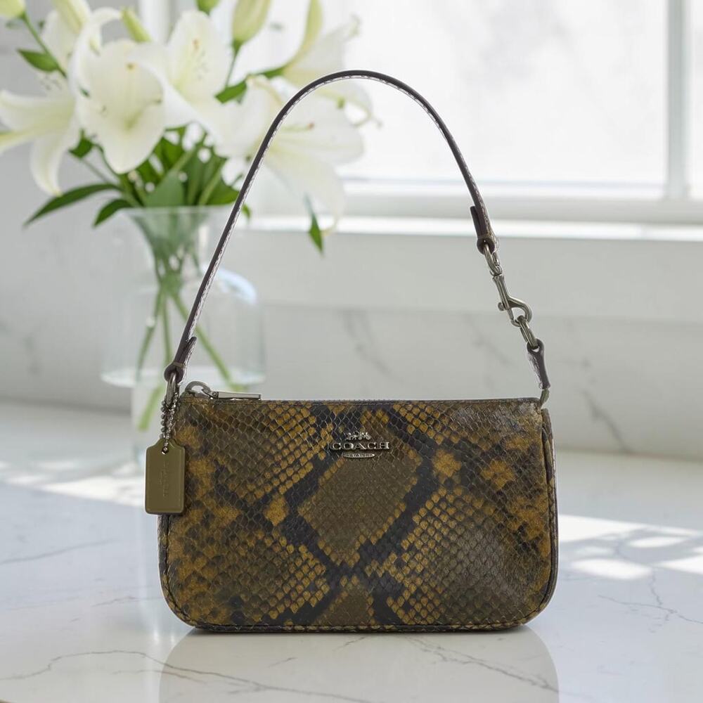 Coach Nolita 19 Snake Print Wristlet Gunmetal/Olive Multi CCF62 Clutch Bag NWT